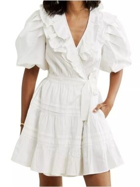 House of Harlow 1960 White Ruffled Wrap Mini Dress